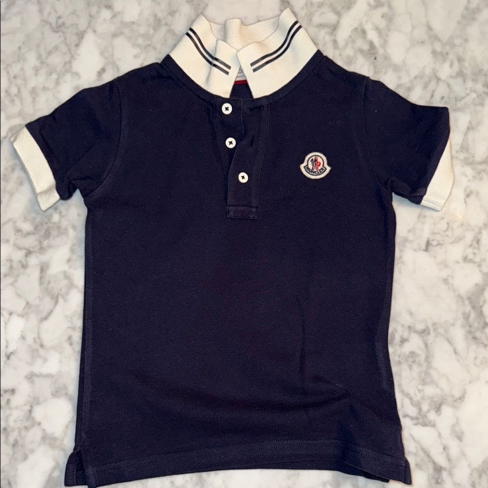 Moncler Logo Navy Blue Kids Polo Shirt 4Y